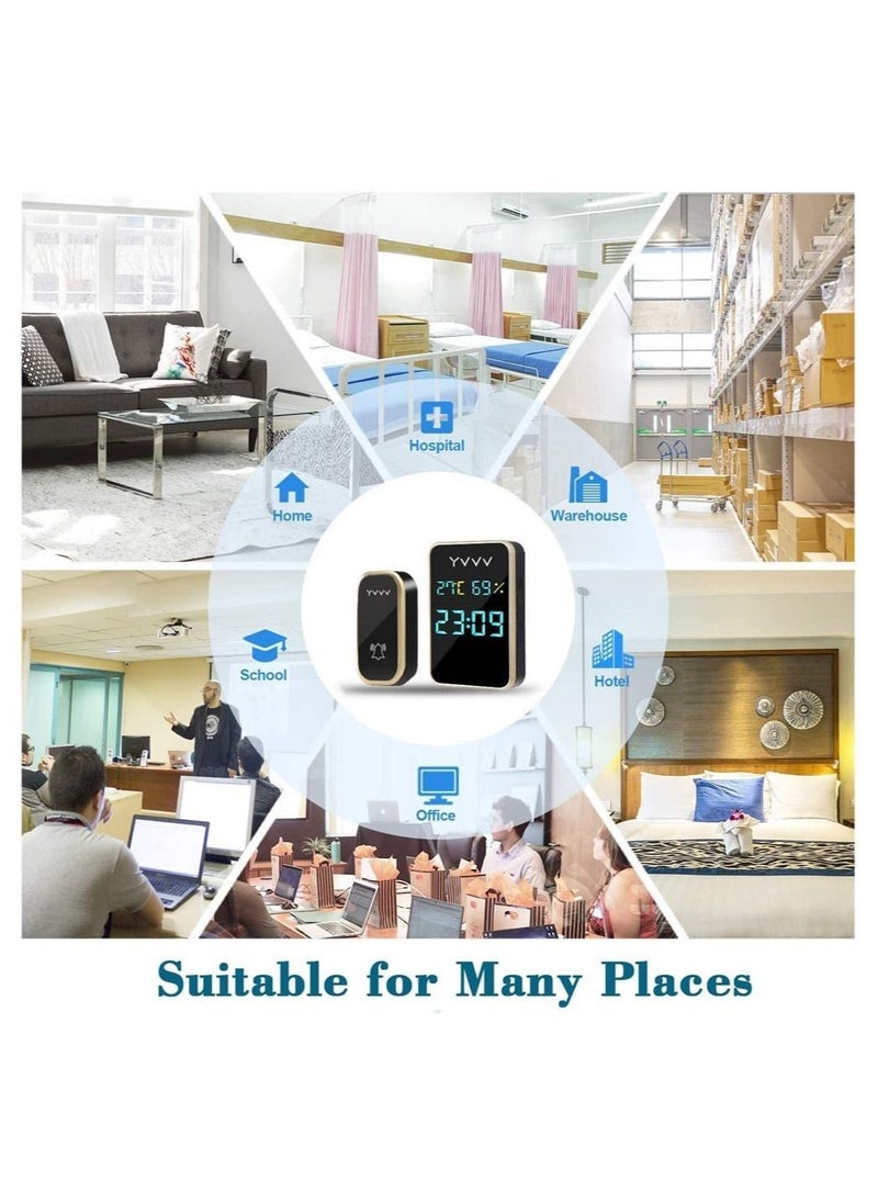 Y&D Wireless Doorbell, Self-Powered Battery-Free Doorbell Kit, Humidity Temperature Time All-in-One Machine with 38 Melody 4 Volume, Suitable for Home, School, Office  - Image 3