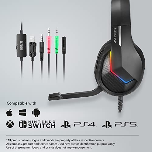 Ant Esports H1100 Pro RGB Wired Over Ear Gaming Headphones with Mic for PC / PS4 / PS5 / Xbox One / Switch1, Carbon Black - Image 5