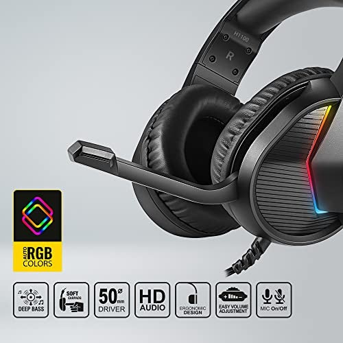 Ant Esports H1100 Pro RGB Wired Over Ear Gaming Headphones with Mic for PC / PS4 / PS5 / Xbox One / Switch1, Carbon Black - Image 3