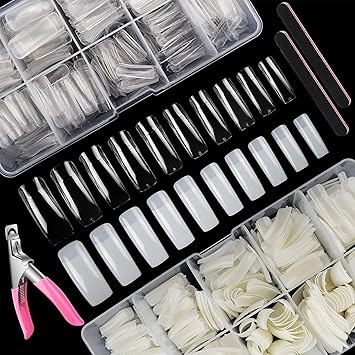 Deciniee Nail Tips for Gel Acrylic Extensions 1000Pcs Clear Natural Square Tips Full Cover Nail Kit for Women Girls - Image 1