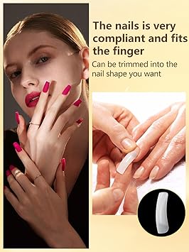 Deciniee Nail Tips for Gel Acrylic Extensions 1000Pcs Clear Natural Square Tips Full Cover Nail Kit for Women Girls - Image 5