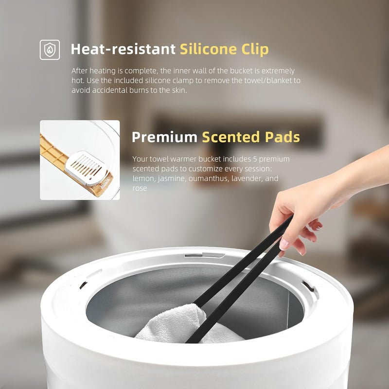 ORZDOTMN Towel Warmers for Bathroom Rapid Heating - Luxury Towel Warmer Heated Bucket with Bluetooth Speaker, Fits up to 3 Oversized Towels, Blankets, Bathrobe - With Timer, Mood Light – Bathroom Gifts Idea - Image 3