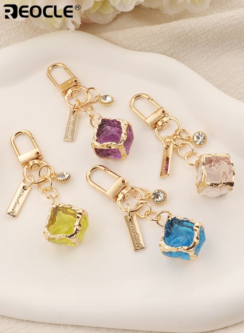 ريوكل سلسلة مفاتيح بتصميم مكعب محكم مع لمسات من الكريستال حامل مفاتيح مزخرف أنيق ومتعدد الاستخدامات للاستخدام اليومي - Image 3