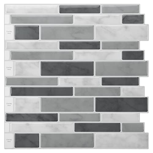 LONGKING Peel & Stick Backsplash Tile for Kitchen, Gray Stick on Tile (10 Sheets) - Image 1