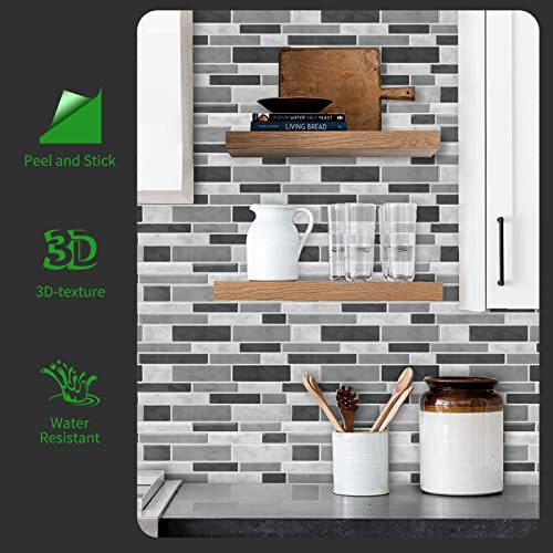 LONGKING Peel & Stick Backsplash Tile for Kitchen, Gray Stick on Tile (10 Sheets) - Image 3