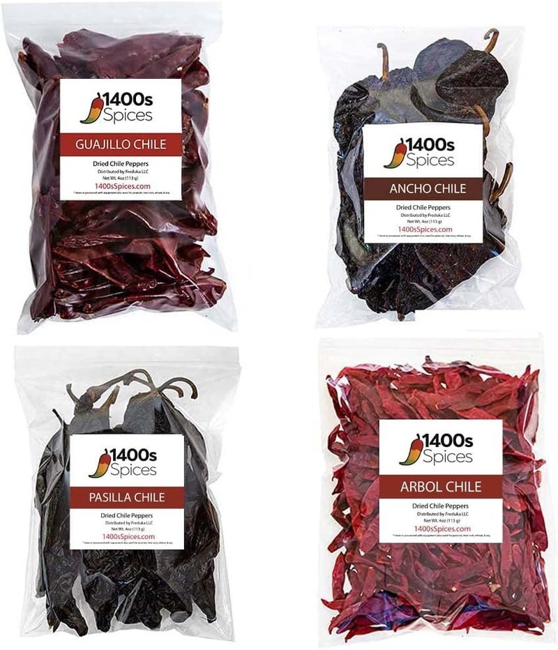 1400s_spices 1400S Spices Dried Chiles Peppers 4 Pack Bundle - Image 1