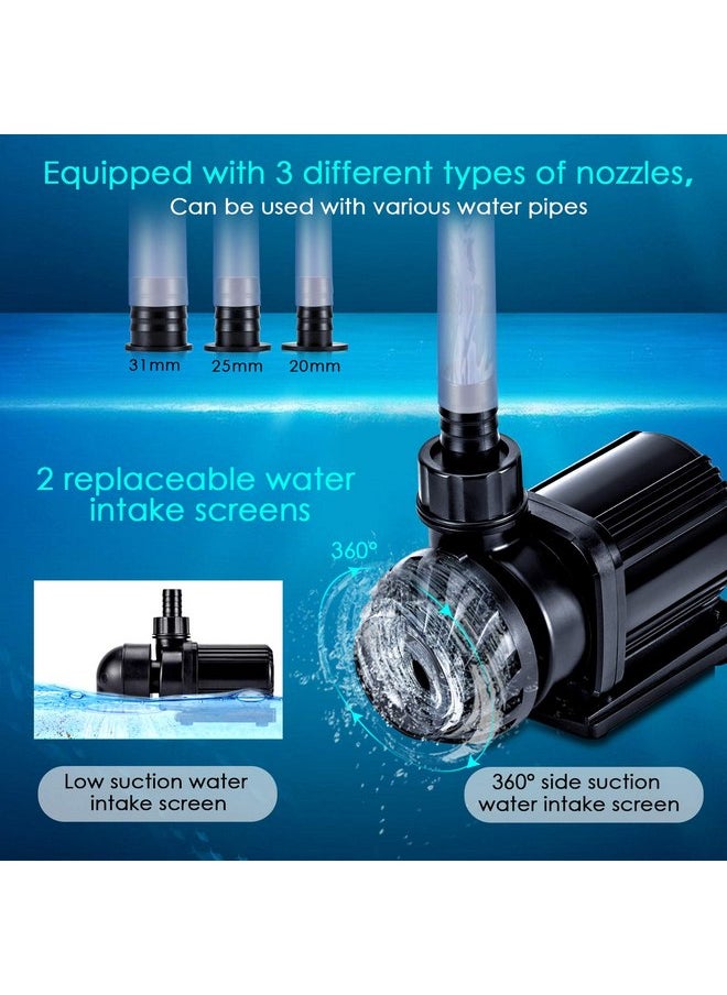 AQQA 800-3200GPH Controllable Water Pump,Circulation Make Wave/Feed Mode/20 Options Flow Adjustable Multifunction Submersible or External Powerful Return Pump for Saltwater & Freshwater