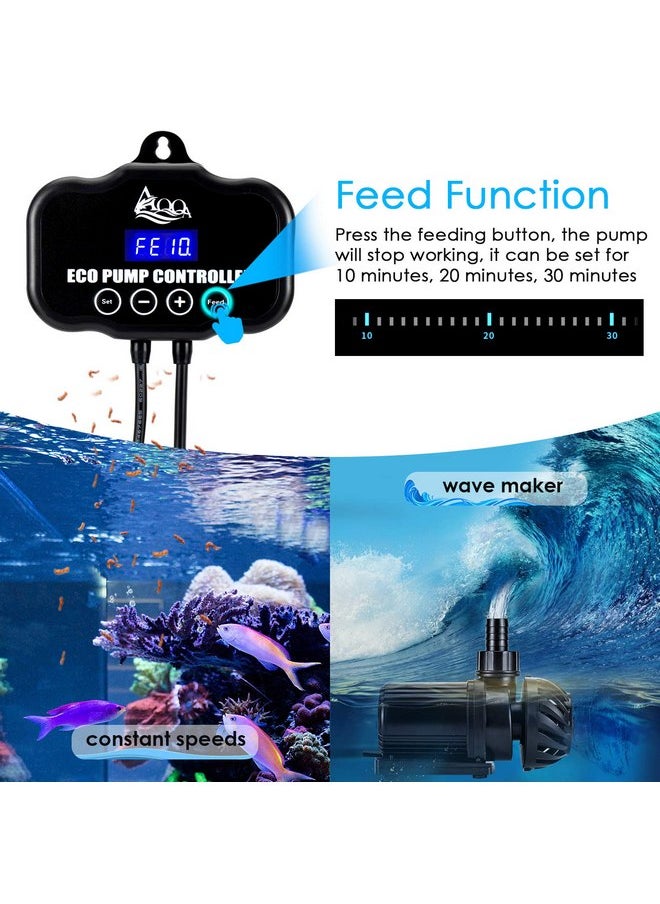 AQQA 800-3200GPH Controllable Water Pump,Circulation Make Wave/Feed Mode/20 Options Flow Adjustable Multifunction Submersible or External Powerful Return Pump for Saltwater & Freshwater