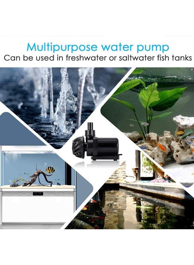 AQQA 800-3200GPH Controllable Water Pump,Circulation Make Wave/Feed Mode/20 Options Flow Adjustable Multifunction Submersible or External Powerful Return Pump for Saltwater & Freshwater