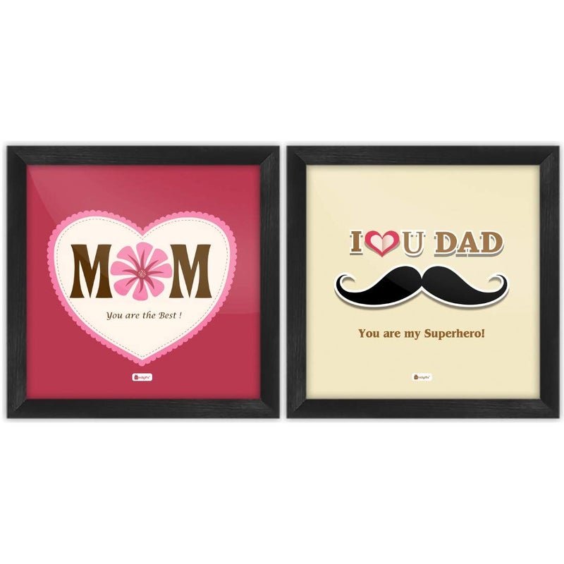 Indigifts Indigifts Mom Dad Birthday Gift Multi Poster Frame 8X8 Inches Set of 2 Parents Day Gift 25 Wedding for Mom Dad Unique Gifts for Mummy Papa - Image 1