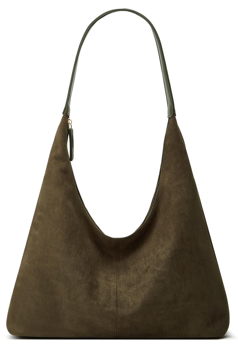 Jusavie Trendy Suede Crescent Shoulder Bag Women Tote Bag Satchels Crossbody Purse Top-handle Travel College Work Tote Handbag - Image 1