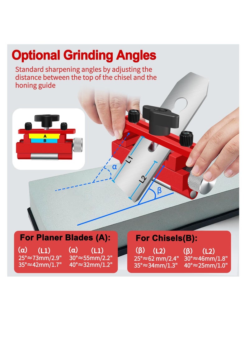 SYOSI Honing Guide Tool Sharpener, Chisel Sharpener Jig for Chisels, Planes, Sharpening Holder With Extend Roller Wheel/Top Reinforcement Screws, Fits Chisels or Planer Blades 0.24”to 2.67”-upgrade - Image 3
