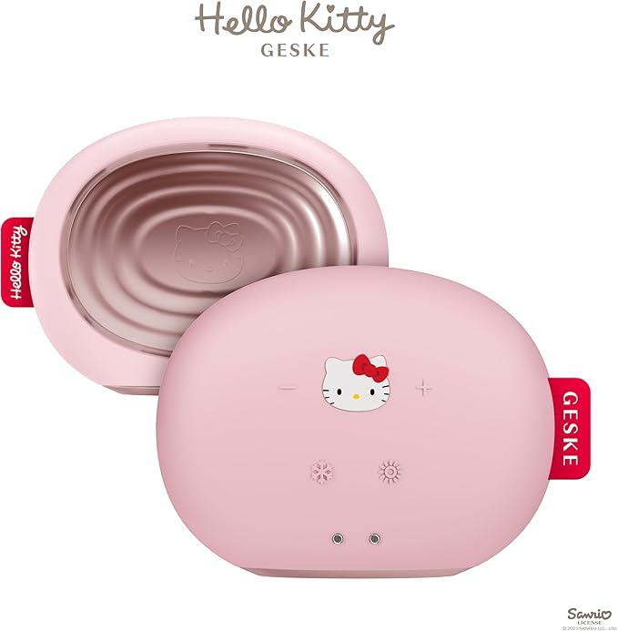GESKE x Hello Kitty SmartAppGuided Sonic Warm Cool Mask 8 in 1 Beauty LED Face Mask Red Light Therapy heat cooling Increased uptake of facial treatment products facial massager
