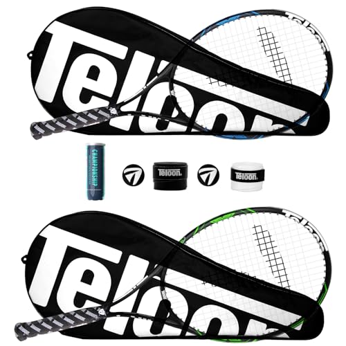 Teloon Tennis Rackets for Adults 2 pcs Recreational -27 inch Tennis Racquet for Men and Women College Students Beginner Tennis Racket.… (Black-Pink) - Image 1