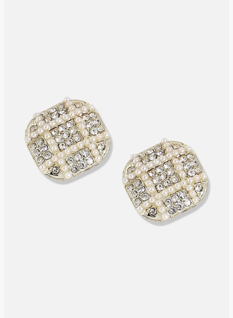 SOHI Silver Plated Designer Stone Casual Stud For Women
