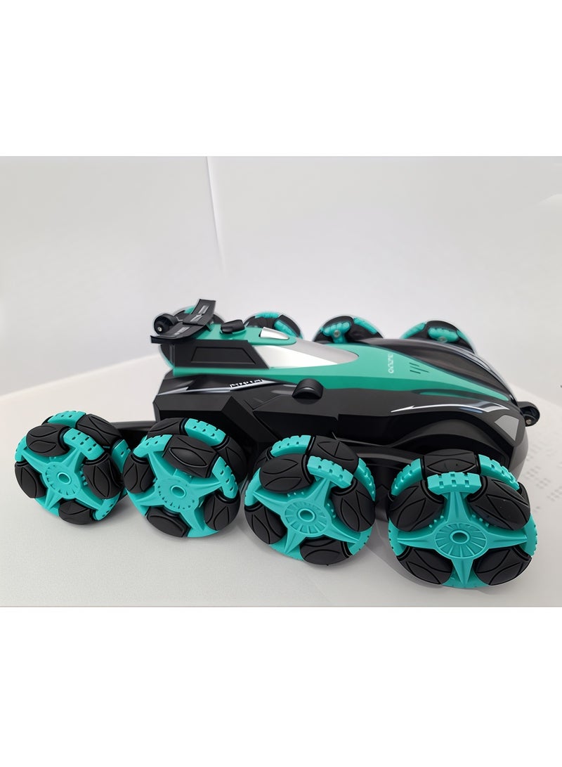 SMARTX RC Stunt Car for Kids 2.4GHz Remote Control Stunt Car with Function Light 360° Rotation Unique 8-wheels Climbing Stunt Drift Car Spray Intelligence Training Remote Control Car Toy With Sound Effect Green - Image 2