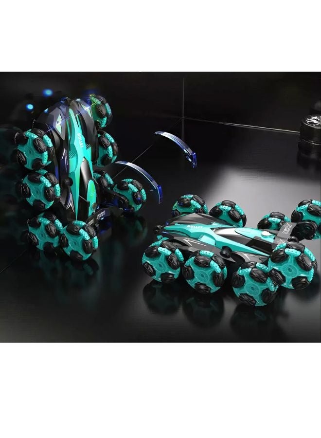 SMARTX RC Stunt Car for Kids 2.4GHz Remote Control Stunt Car with Function Light 360° Rotation Unique 8-wheels Climbing Stunt Drift Car Spray Intelligence Training Remote Control Car Toy With Sound Effect Green - Image 5