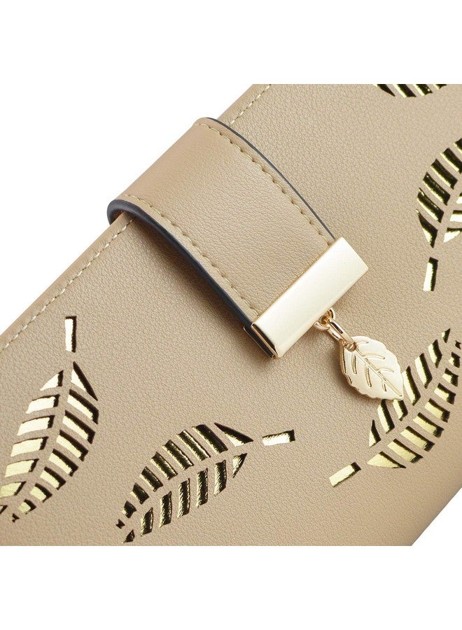 PGXT Women'S Long Leather Card Holder Purse Zipper Buckle Elegant Clutch Wallet (Khaki) - Image 3