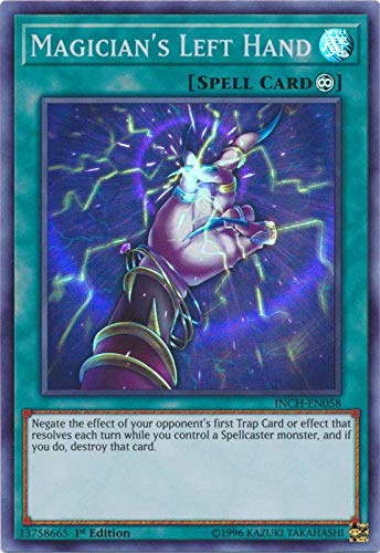 YuGiOh Magicians Left Hand INCHEN058 Super Rare 1st Edition Infinity Chasers - Image 2