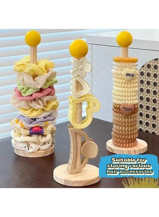 ILovhaprty 6 Pack Wooden Hair Tie Organizer Stand, Scrunchie Holder Display Tower for Hair Bands, Claw Clips & Bracelets, 26.5cm Hair Accessory Storage Stand for Vanity & Bathroom (No Hair Accessories Included) - Image 3