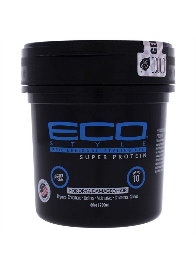 Eco Style ECOCO Gel Regular Super Protein Provides Gravity Defying Hold & Long Lasting Shine, Helps Maintain Healthy Hair, Perfect for Pin Ups & Twist for All Hair Types, Clean Scent, 8 Oz - Image 1