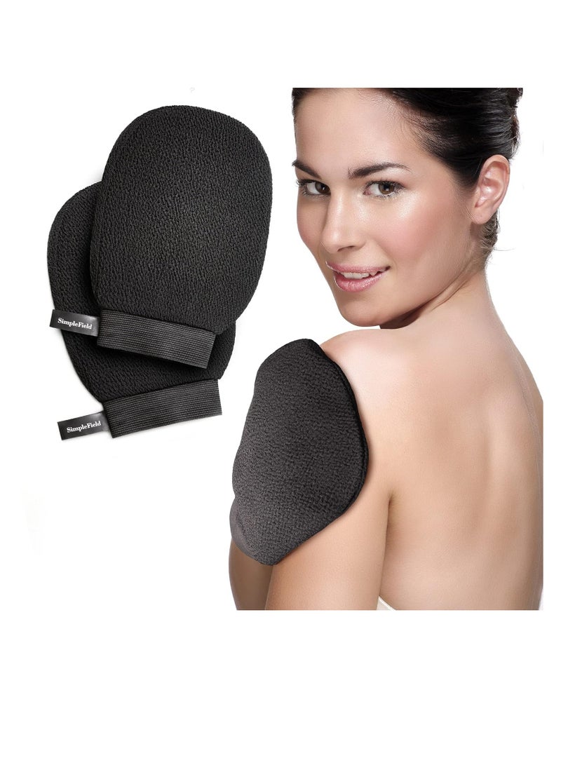 SimpleField Korean Exfoliating Mitt for Remove Dead Skin. 2 Pack 100% Viscose Kessa Deep Exfoliating Gloves for Body Scrub, Keratosis Pilaris and Self Tanning. Easily Smooth Skin Surface. - Image 1