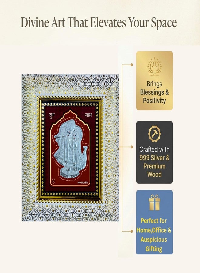 ARTSMINE – 999 Silver Radha Krishna Wall Mount Rectangular Frame – Pure Silver Sheet with Purity Certificate | Pooja Room, Home & Office Décor | Wedding, Anniversary & Corporate Gift | Handcrafted Wall Art – 1 Unit (21 × 19 CM / 8.25 × 7.5 Inch) - Image 2
