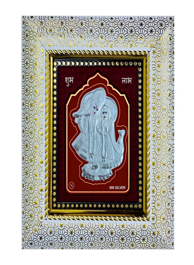 ARTSMINE – 999 Silver Radha Krishna Wall Mount Rectangular Frame – Pure Silver Sheet with Purity Certificate | Pooja Room, Home & Office Décor | Wedding, Anniversary & Corporate Gift | Handcrafted Wall Art – 1 Unit (21 × 19 CM / 8.25 × 7.5 Inch) - Image 1
