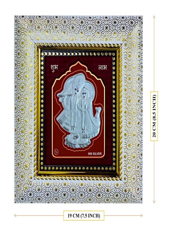 ARTSMINE – 999 Silver Radha Krishna Wall Mount Rectangular Frame – Pure Silver Sheet with Purity Certificate | Pooja Room, Home & Office Décor | Wedding, Anniversary & Corporate Gift | Handcrafted Wall Art – 1 Unit (21 × 19 CM / 8.25 × 7.5 Inch) - Image 3