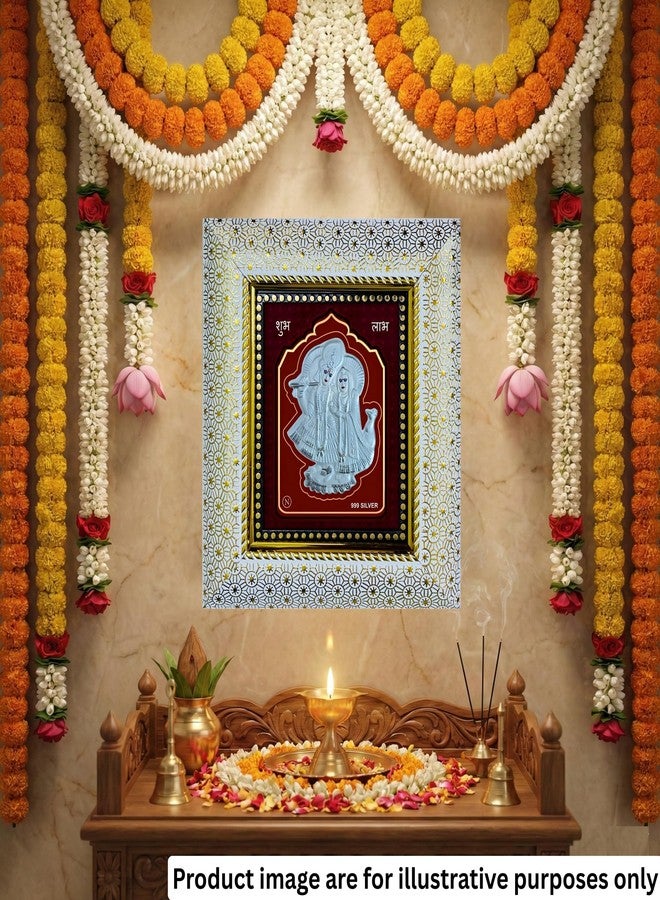 ARTSMINE – 999 Silver Radha Krishna Wall Mount Rectangular Frame – Pure Silver Sheet with Purity Certificate | Pooja Room, Home & Office Décor | Wedding, Anniversary & Corporate Gift | Handcrafted Wall Art – 1 Unit (21 × 19 CM / 8.25 × 7.5 Inch) - Image 4