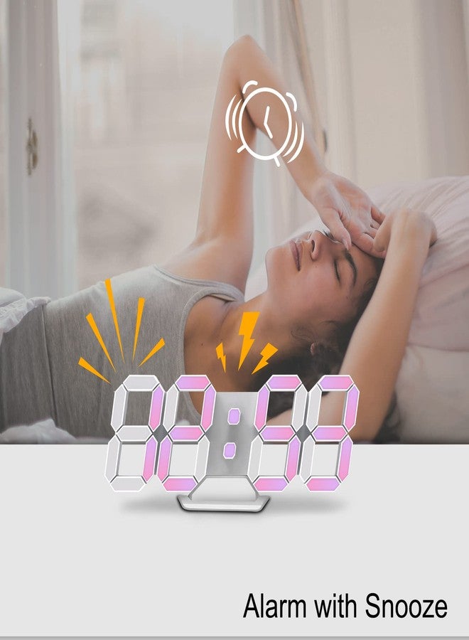 Deeyaple Led Digital Alarm Clock 3D Small Wall Clock No Noise Snooze Dimmable Time Memory 12/24 Date Temperature Remote Control Night Light Office Kitchen Living Room Bedroom (9.7 Inch, Multicolor) - Image 4