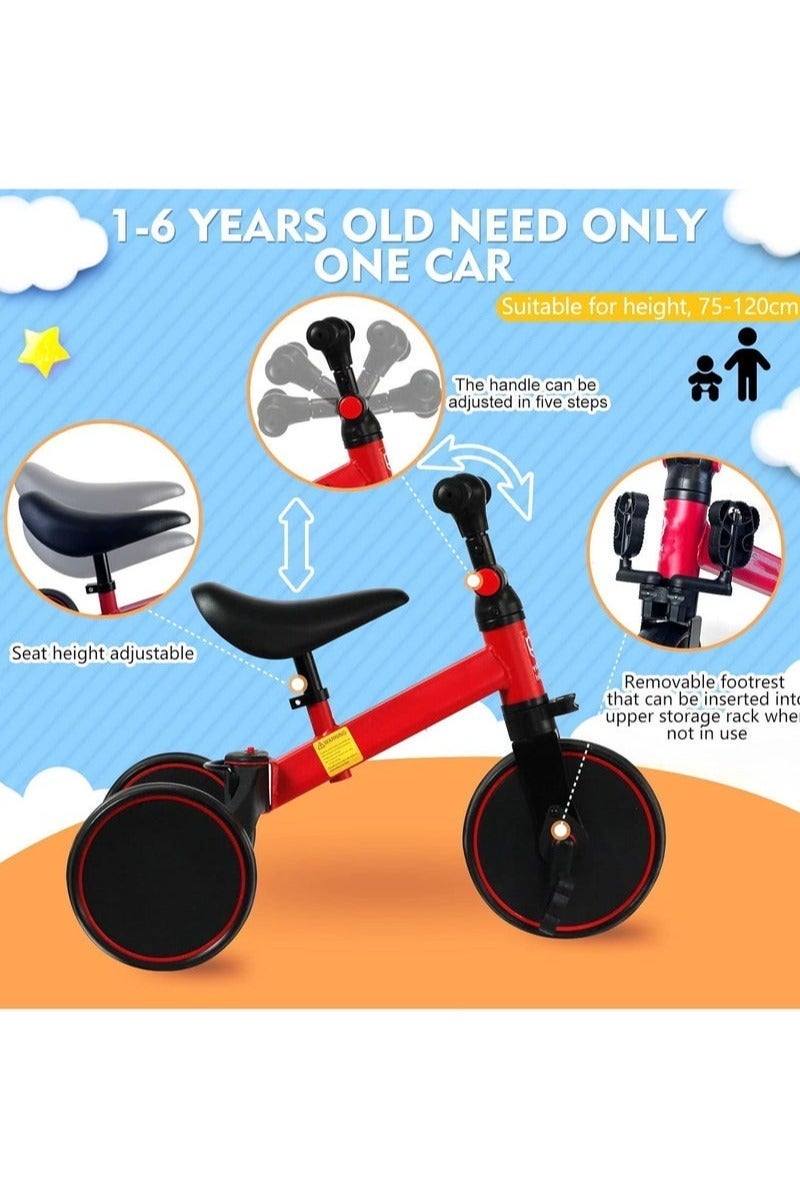 KIIUMI Kids Balance Bike Tricycles, Toddlers Trike with Adjustable Seat, Red - Image 4