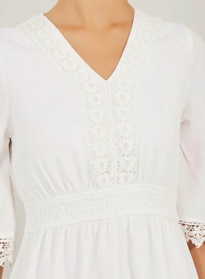 Styli Lace Trimmed Dress