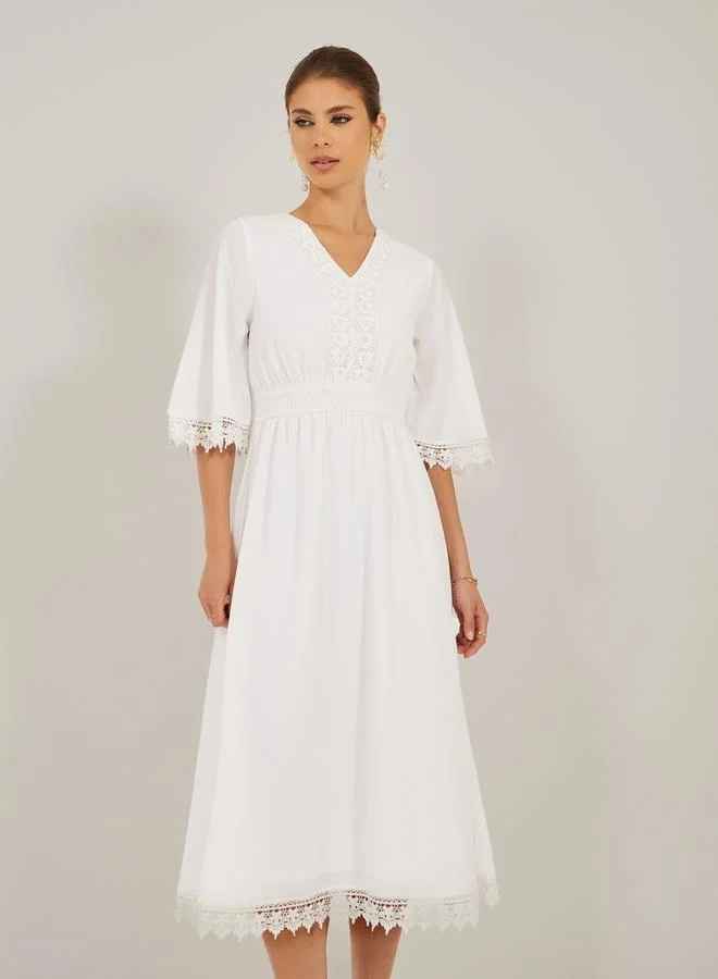 Styli Lace Trimmed Dress