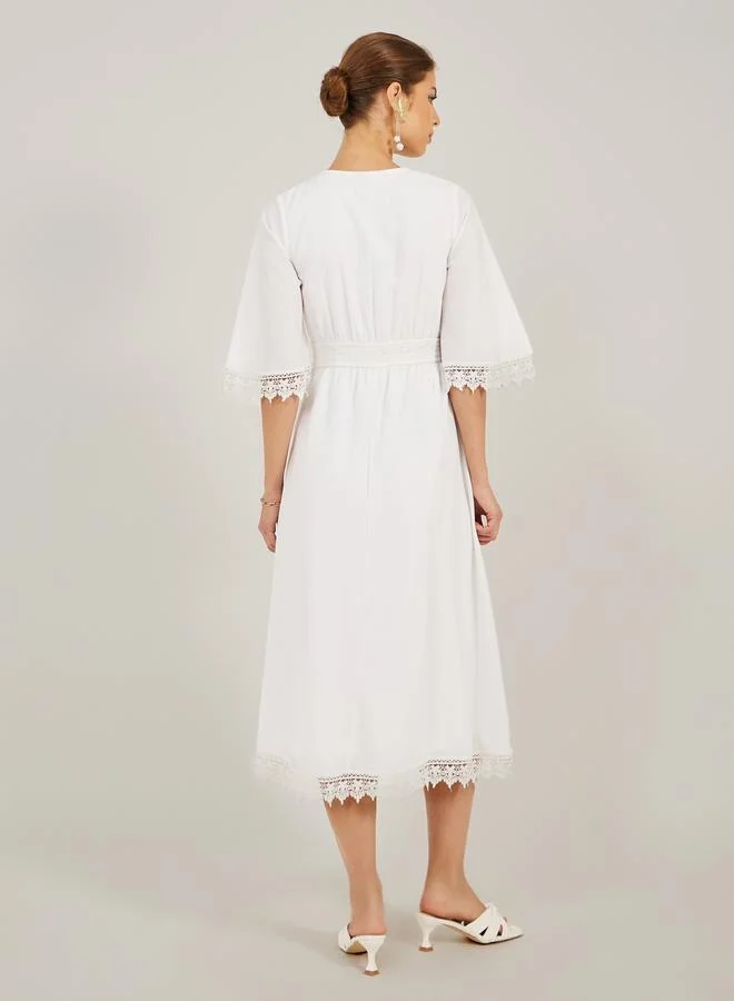 Styli Lace Trimmed Dress