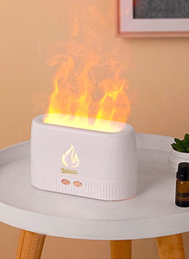 راكسوم موزع هواء لهب، مرطب، ناشر رائحة محمول بدون ضوضاء مع أضواء متعددة الألوان بدون ماء حماية تلقائية، موزع روائح الزيوت العطرية للمنزل والمكتب - Image 2