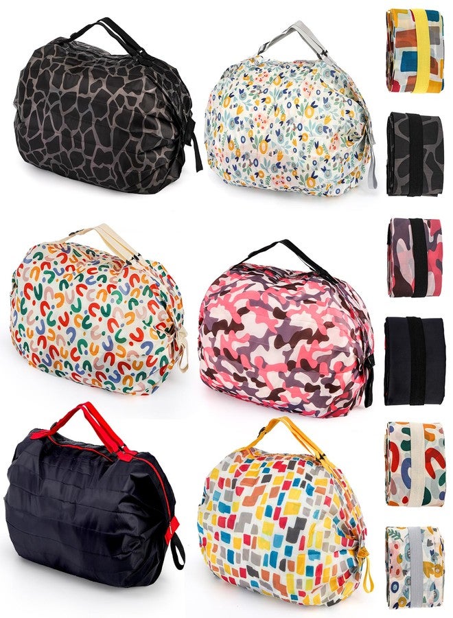 Jowgut 6 Pack Reusable Shopping Bags, Large Capacity Foldable Grocery Tote Bag with Zipper Adjustable Strap, Compact Washable Oxford Cloth Travel Duffel Bag for Outdoor, Gym, Camping - Image 1