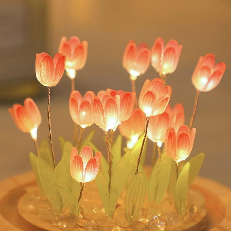 Crystal Lamp - Elegant Tulip Night Light with Handcrafted Glass Base and Artificial Flowers for Home Office Decor, Perfect for Women and Girls - Image 2