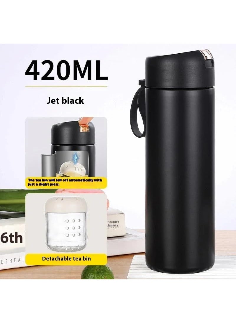 daiDokoro daiDokoro 420ML Magnetic Tea Capsule Infuser Tumbler DoubleWall Insulated Stainless Steel Tea Thermos for Coffee FruitInfused Water Leakproof Travel Tea Mug with Infuser  - Image 2