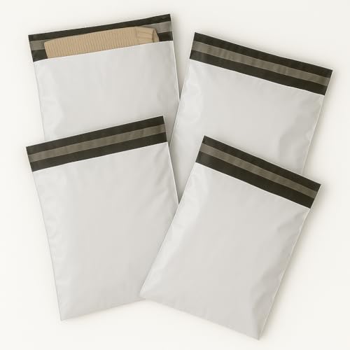 POWERLON Tamper Proof(Size-8x10) Plastic Courier Packing Bag with Pod - 55 Microns Ecommerce Packaging, Envelopes, Pouches & Covers, White and Black, Pack of 100 Pcs - Image 2