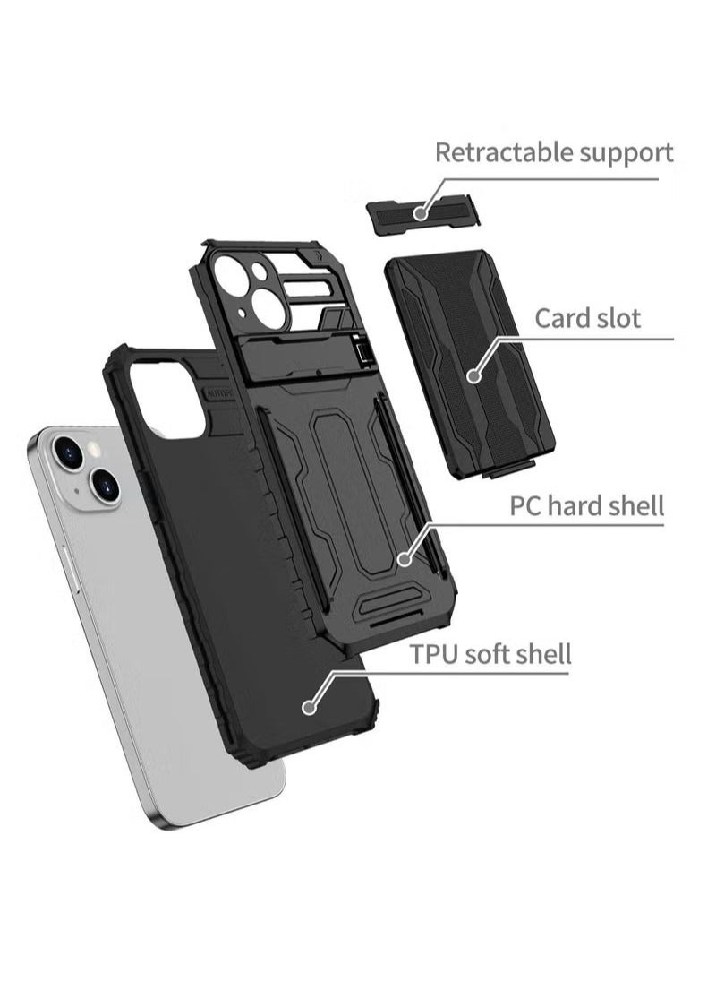 X-level iPhone 14 Plus Case Cover with wallet Slider Credit Card holder Slot [3-4 cards] Kickstand and Cmaera Len Protector Anti-scratch Anti-fingerprint Full Body Back Cover Phone Accessories  - Image 2