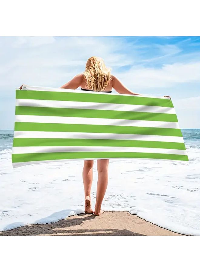 Green Striped Microfiber Bath Beach Towel Super Soft Quick Dry for Pool Spa Travel - Image 5