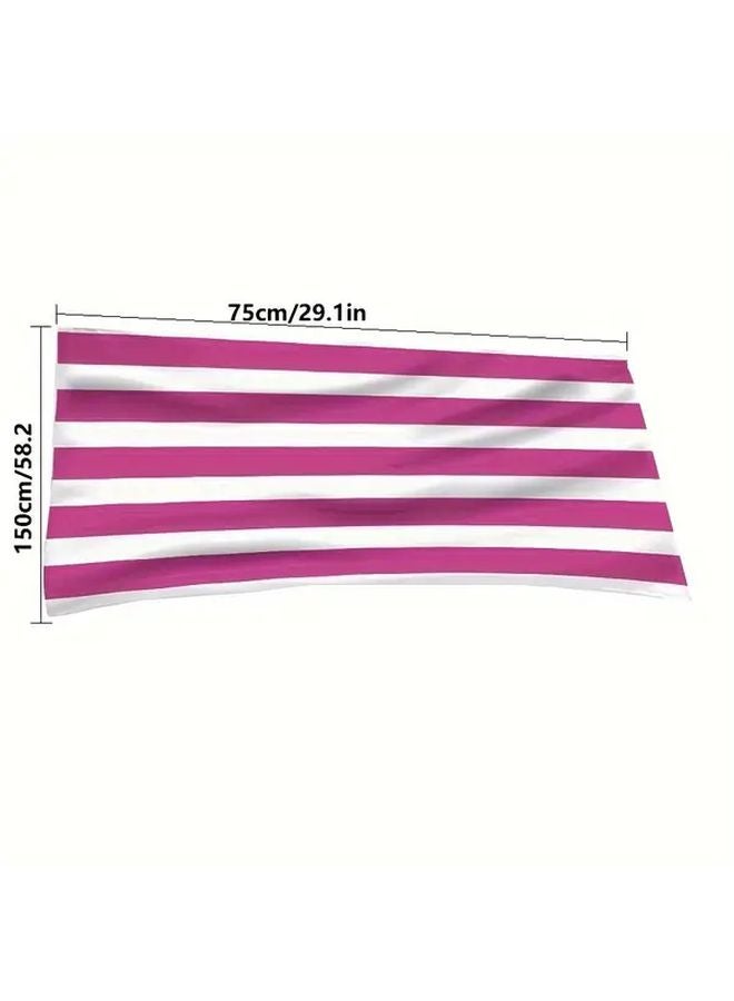 Green Striped Microfiber Bath Beach Towel Super Soft Quick Dry for Pool Spa Travel - Image 3