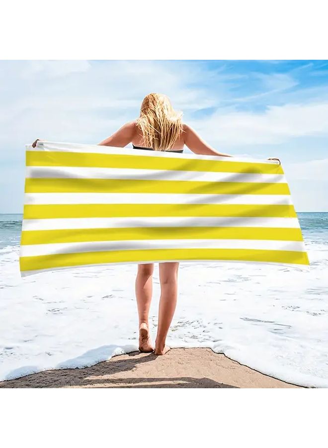 Green Striped Microfiber Bath Beach Towel Super Soft Quick Dry for Pool Spa Travel - Image 2