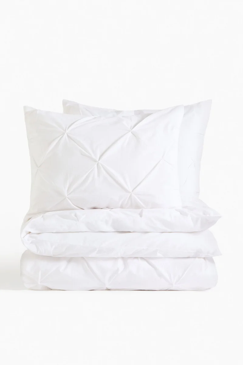 اتش اند ام طقم غطاء لحاف مقاس مزدوج/كينغ مزين بثنيات