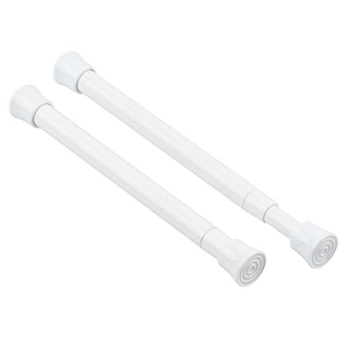 KXLIFE 2 Pack Small Spring Tension Curtain Rod 7.5 to 11.5 Inch, Thin Tension Rod No Drill for Window Cupboard Closet, White - Image 1