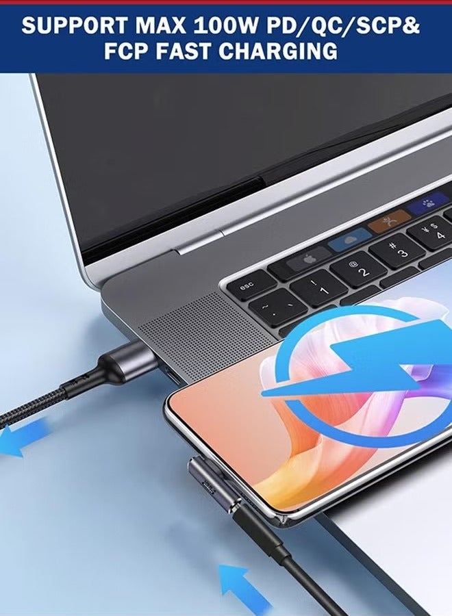 90 درجة زاوية قائمة USB C ذكر إلى USB C أنثى محول ، موسع محول USB من النوع C لأعلى ولأسفل ل Steam Deck و ROG Ally و Switch و Notebook والكمبيوتر الشخصي والكمبيوتر اللوحي والهاتف والمزيد - Image 4