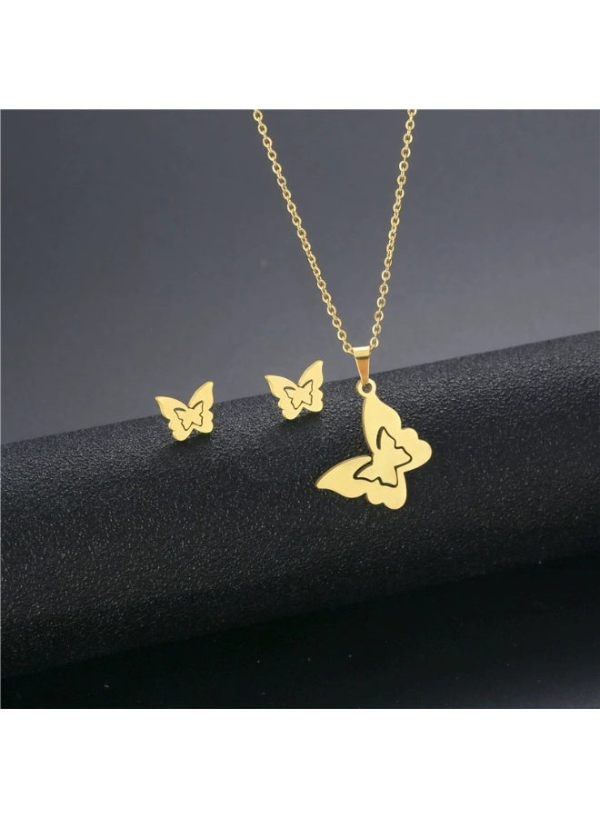 Goolsky Minimalist erfly Necklace  Earrings Set – 3PCS Stainless Steel Jewelry Gift for Women - Image 5