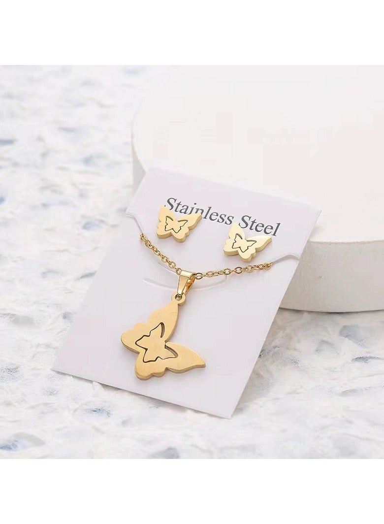 Goolsky Minimalist erfly Necklace  Earrings Set – 3PCS Stainless Steel Jewelry Gift for Women - Image 2