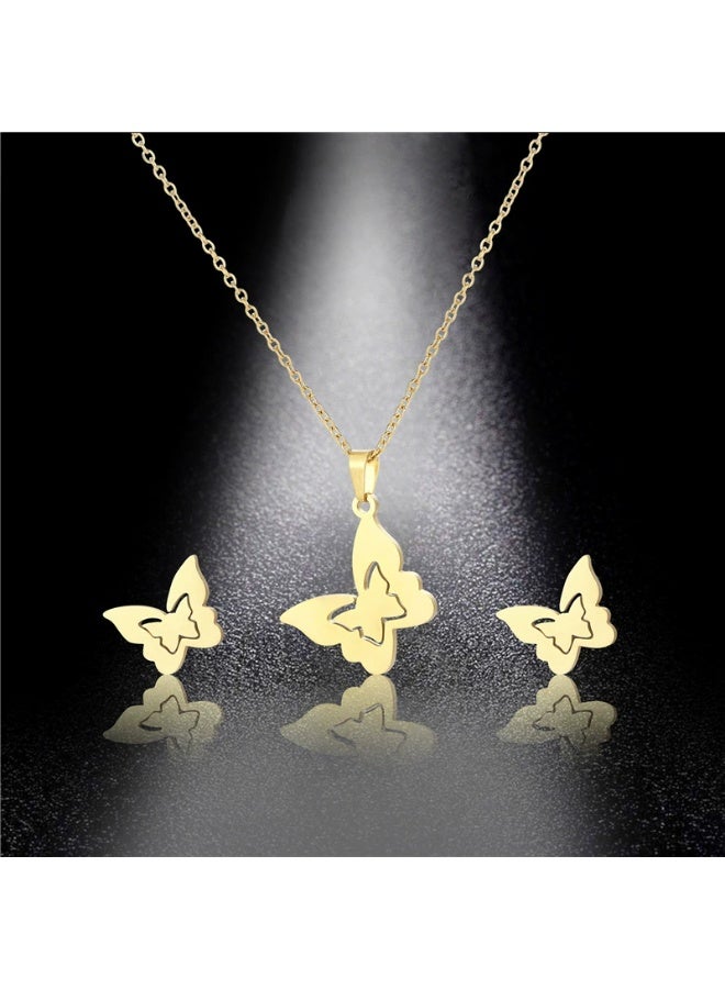 Goolsky Minimalist erfly Necklace  Earrings Set – 3PCS Stainless Steel Jewelry Gift for Women - Image 3